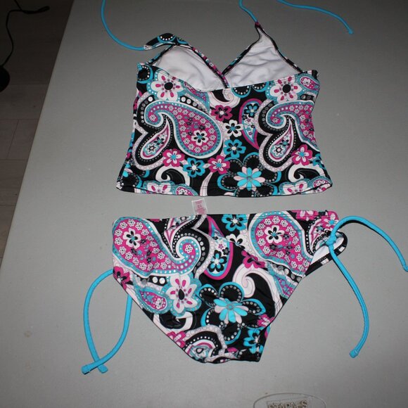 Multi Color 2 Pcs Justice Tankini Swimsuit Size 12 - Picture 5 of 11